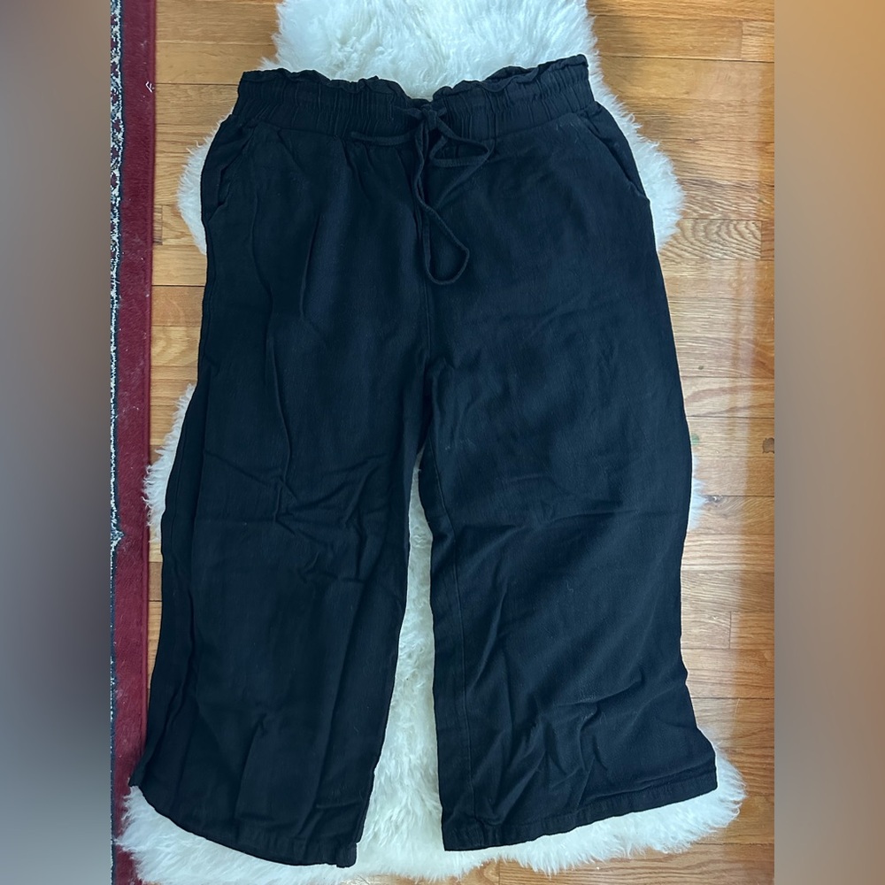 Black linen beach pants